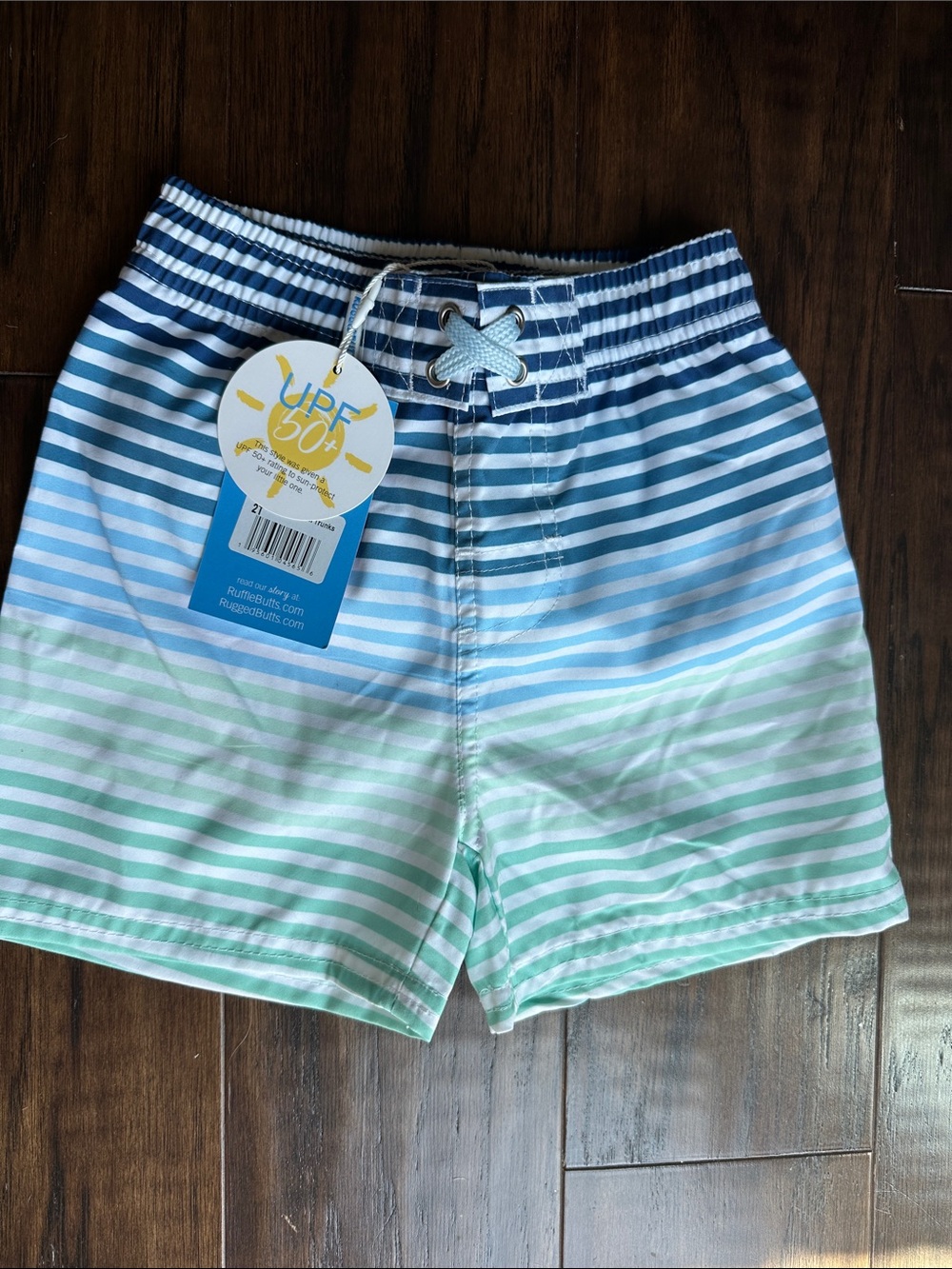 Ruggedbutts Striped Swim Trunks - Blue & Green - UPF 50